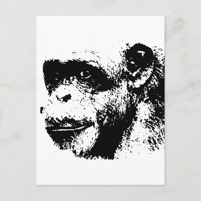 Black & White Chimpanzee Pop Art Postcard (Front)