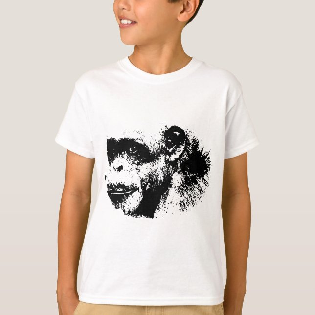 Black & White Chimpanzee Pop Art T-Shirt (Front)
