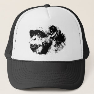 Black & White Chimpanzee Pop Art Trucker Hat