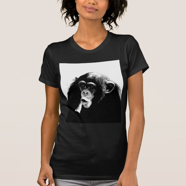 Black White Chimpanzee T-Shirt (Front)