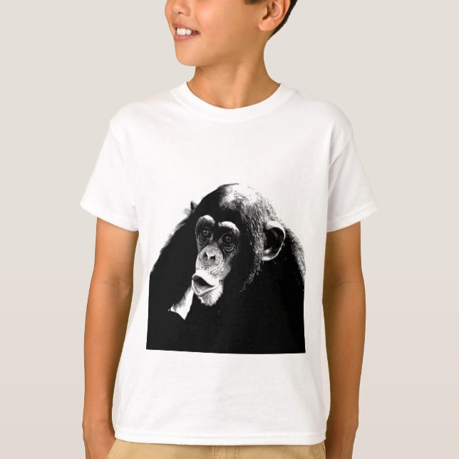 Black White Chimpanzee T-Shirt (Front)