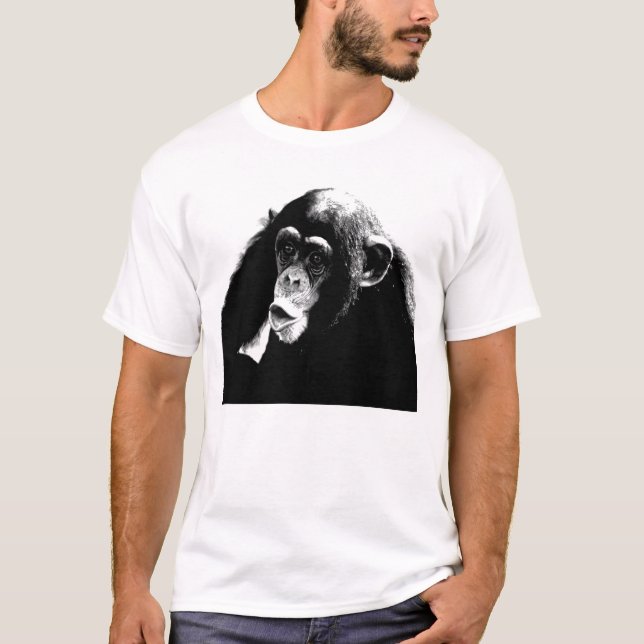 Black White Chimpanzee T-Shirt (Front)