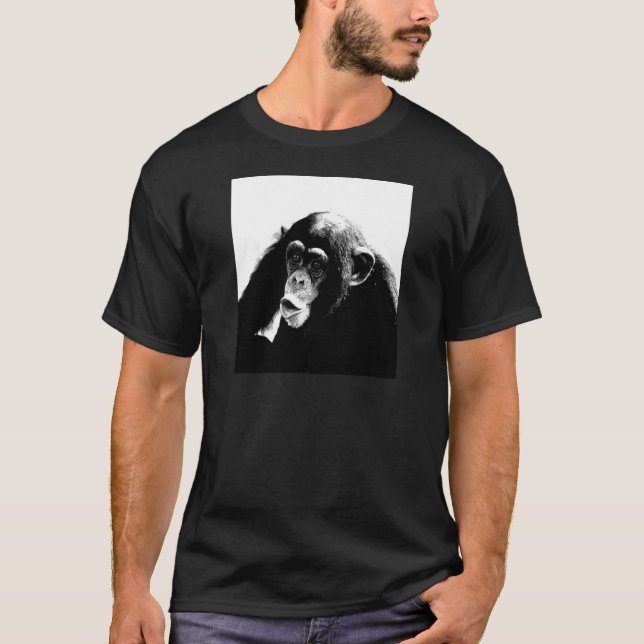 Black White Chimpanzee T-Shirt (Front)
