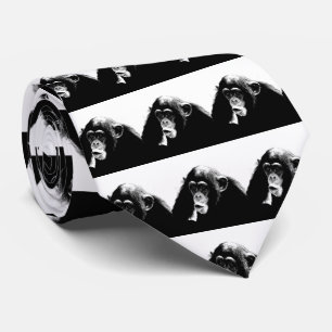Black White Chimpanzee Tie