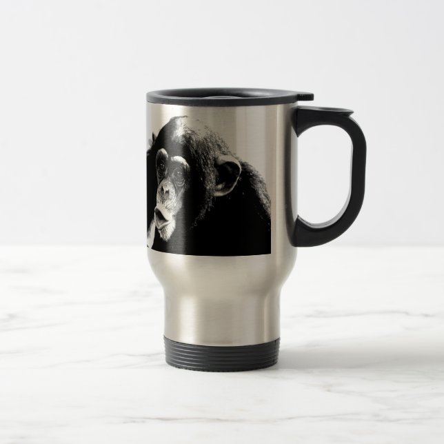 Black White Chimpanzee Travel Mug (Right)