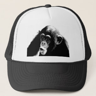 Black White Chimpanzee Trucker Hat