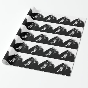 Black White Chimpanzee Wrapping Paper