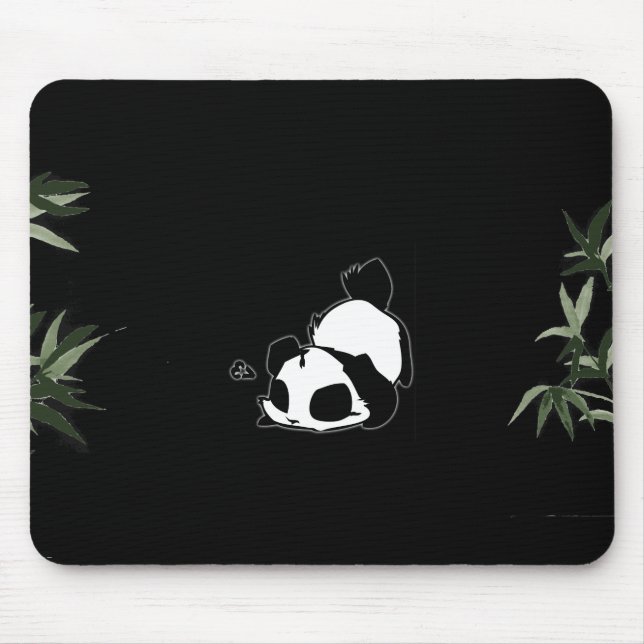 Black & White Chinese Panda - Black Mouse Mat (Front)