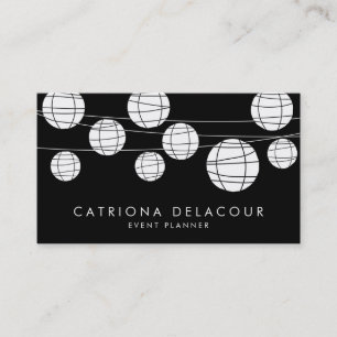 Black & White Chinese Paper Lanterns Business Card