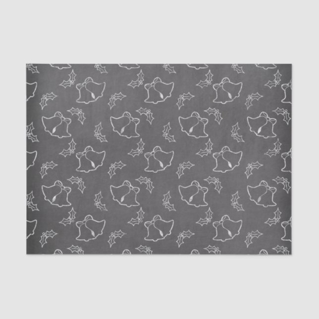 Black & White Christmas Bells Chalkboard Tissue Paper (Front)