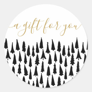 Black White Christmas Holiday Gift Classic Round Sticker