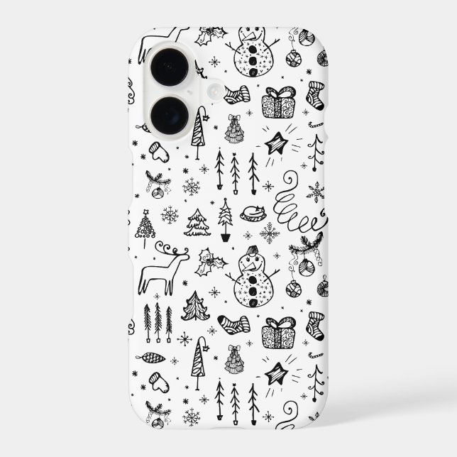 Black & White Christmas Icons Pattern – Cute  (Back)