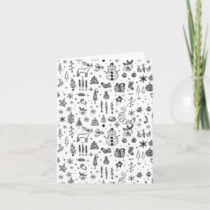 Black & White Christmas Icons Pattern – Cute  Invitation
