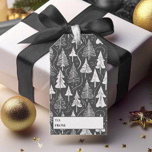 Black White Christmas Pattern#6 ID1009 Gift Tags