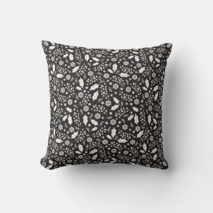 Black White Christmas Pattern Cushion