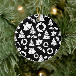 Black & White Christmas Tree Ornament 