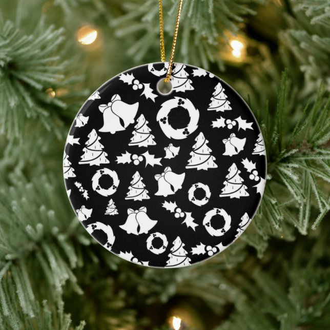 Black & White Christmas Tree Ornament  (Tree)
