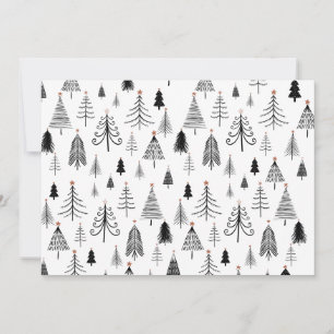 Black White Christmas Trees Flat Holiday Card