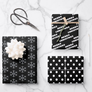 Black   White   Christmas Wrapping Paper Sheet
