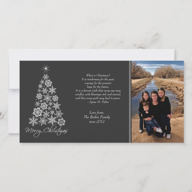 Black & White Christmas Xmas Tree Photo Card (Front)
