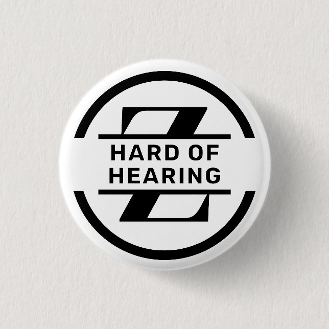 Black White Circle Monogram Hard of Hearing 3 Cm Round Badge (Front)