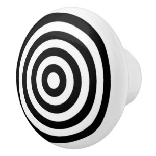 Black White Circle Pattern Bullseye Target Design Ceramic Knob