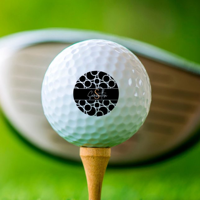 Black & White Circle Pattern with Monogram Golf Balls (Creator Uploaded)