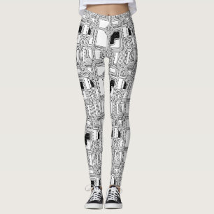 Black & White Circuit board Leggings