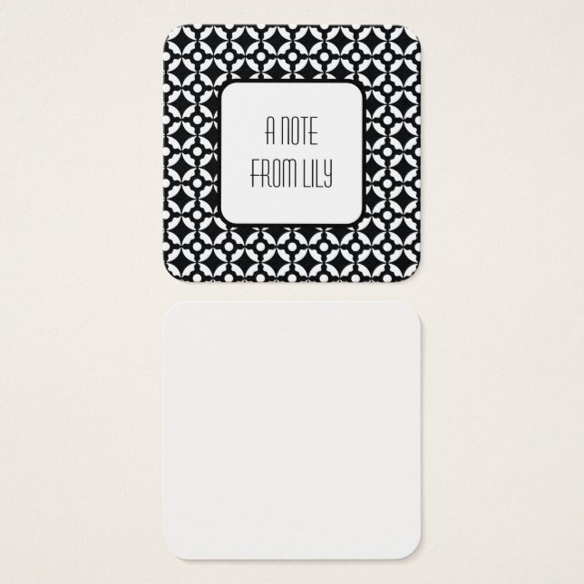 Black & White Circular Retro Pattern Message Notes (Front & Back)