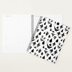 Black White Circus Clown Faces Planner