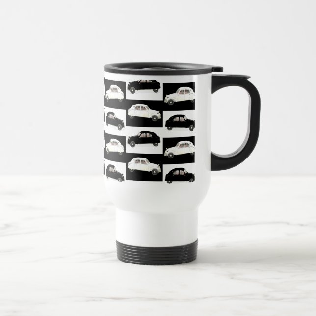 Black White Citroen 2CV Travel Mug (Right)