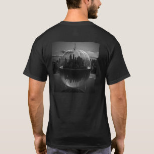 Black+White City In Pumpkin Shaped Orb Soft Black T-Shirt