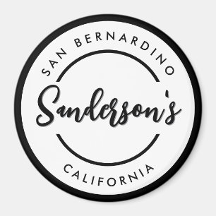 Black White City Town Place Location Name Circle  Magnet