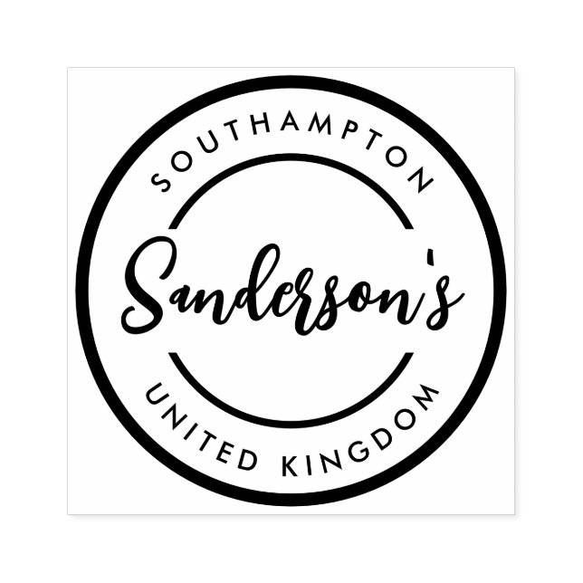 Black White City Town Place Location Name Circle  Rubber Stamp (Imprint)