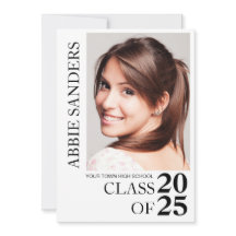 Black White Class 2025 Graduation Photo