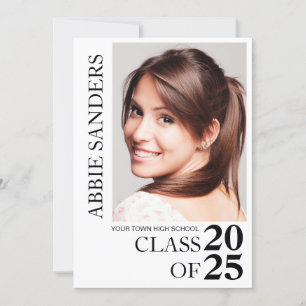 Black White Class 2025 Graduation Photo  Invitation