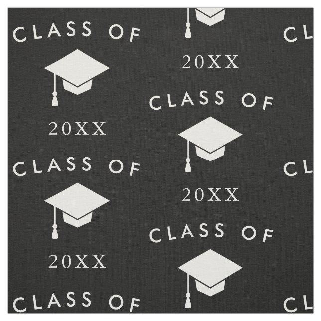 Black White Class of Year Graduate Fabric (Swatch)