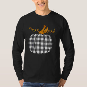 Black White Classic Buffalo Plaid Thanksgiving Pum T-Shirt
