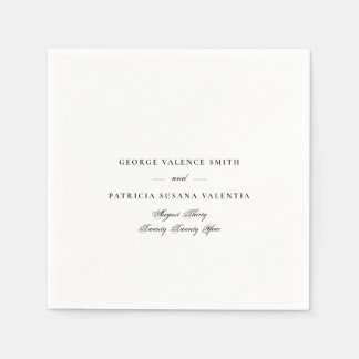 Black & White Classic Calligraphy Elegant Wedding Napkin