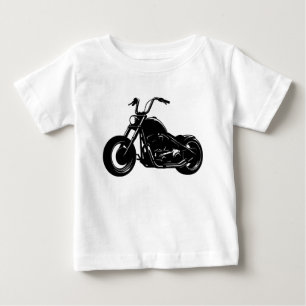 Black White Classic Cruiser Motorcycle Vector Art Baby T-Shirt
