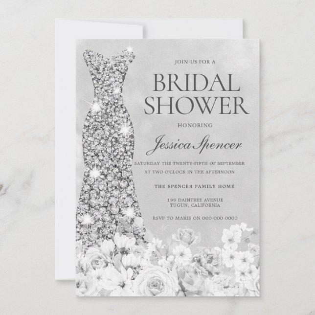 Black & White Classic Dress Vintage Bridal Shower  Invitation (Front)