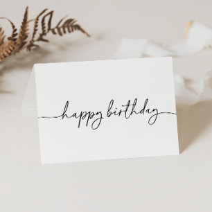 Black White Classic Folded Happy Birthday Thank You Card