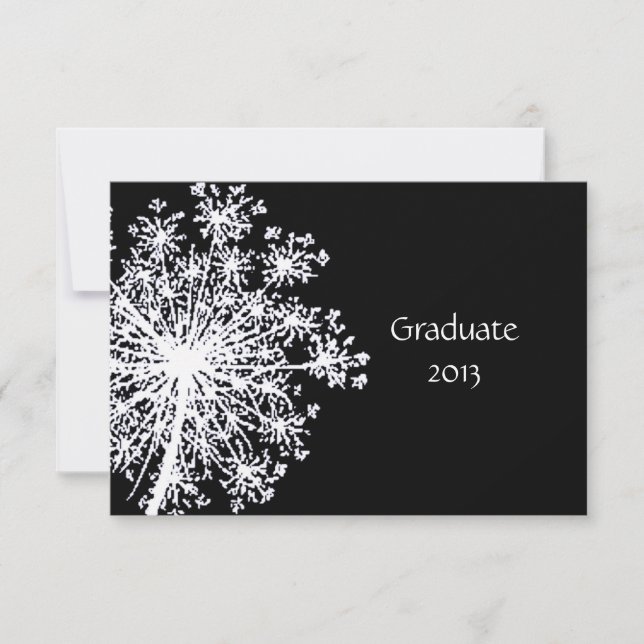 Black White Classic Graduation Queen Anne Lace Invitation (Front)