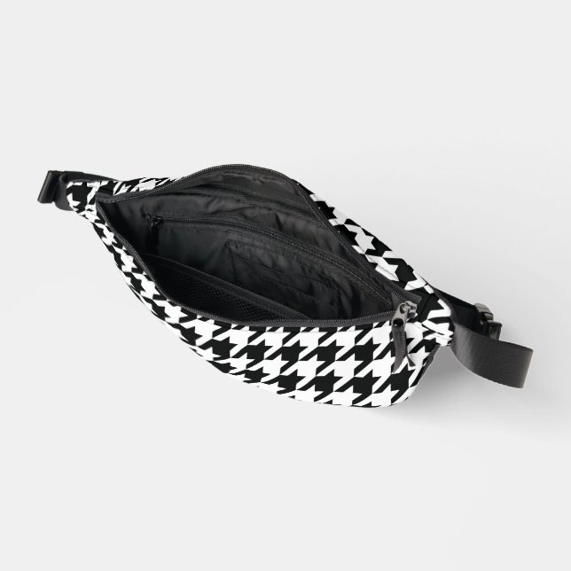 Black White Classic Houndstooth Check Bum Bags (Open)