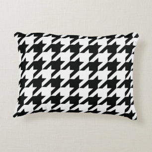 Black White Classic Houndstooth Check Decorative Cushion