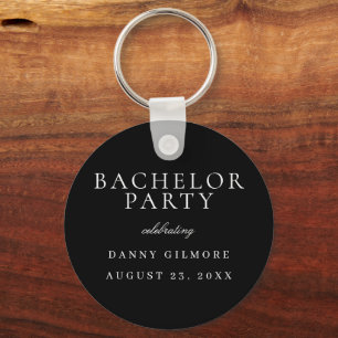 Black & White Classic Mens Bachelor Party Key Ring