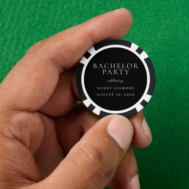 Black & White Classic Mens Bachelor Party Poker Chips (Hand)