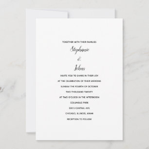 Black White Classic Minimal 2024 Elegant Wedding Invitation