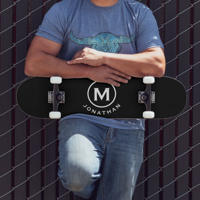 Black White Classic Monogram Skateboard (Outdoor 3)