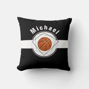 Black & White Classic Personalised Basketball Fan Cushion